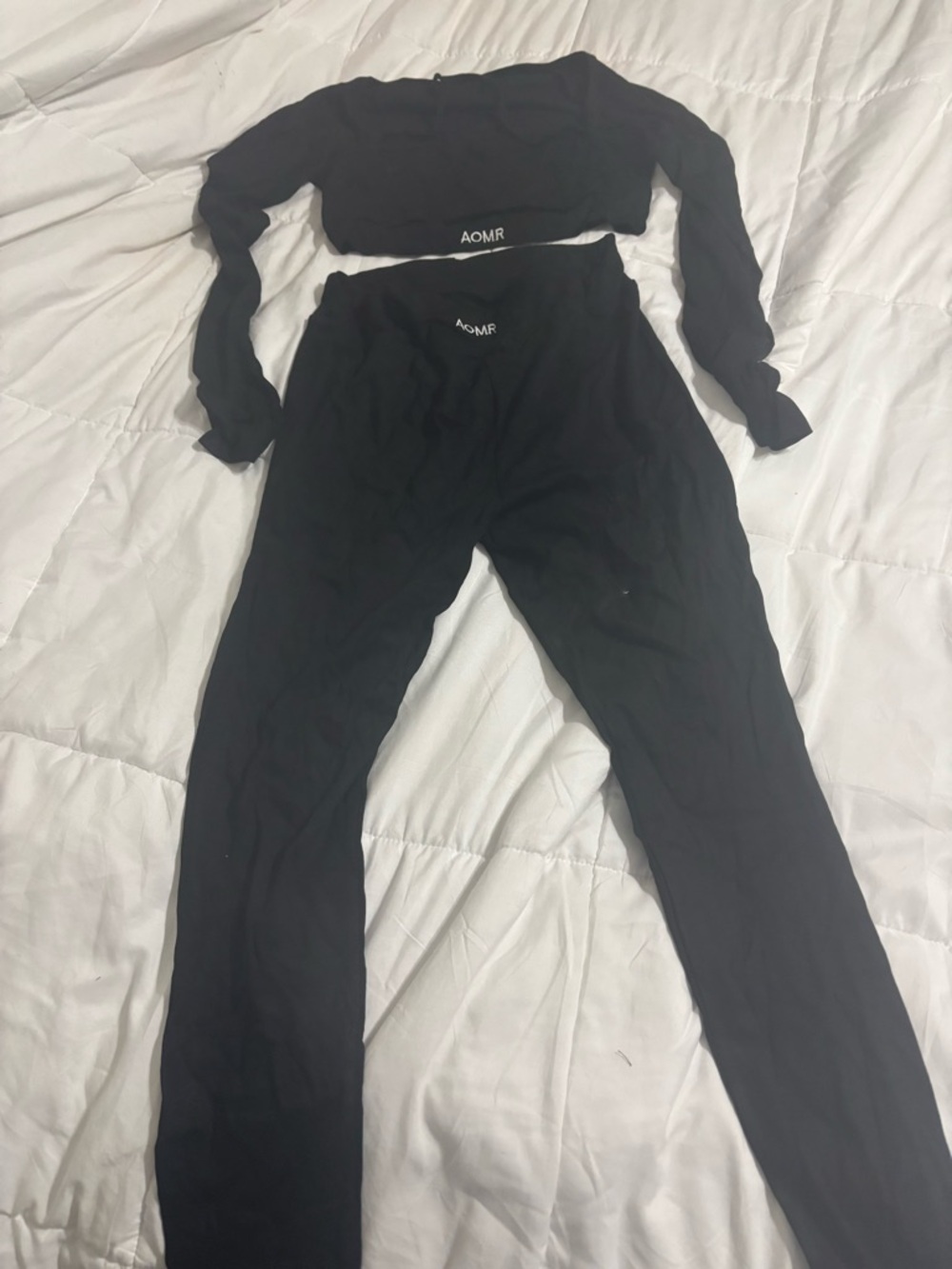 Black Women's High-Waist Leggings & Crop Top Set